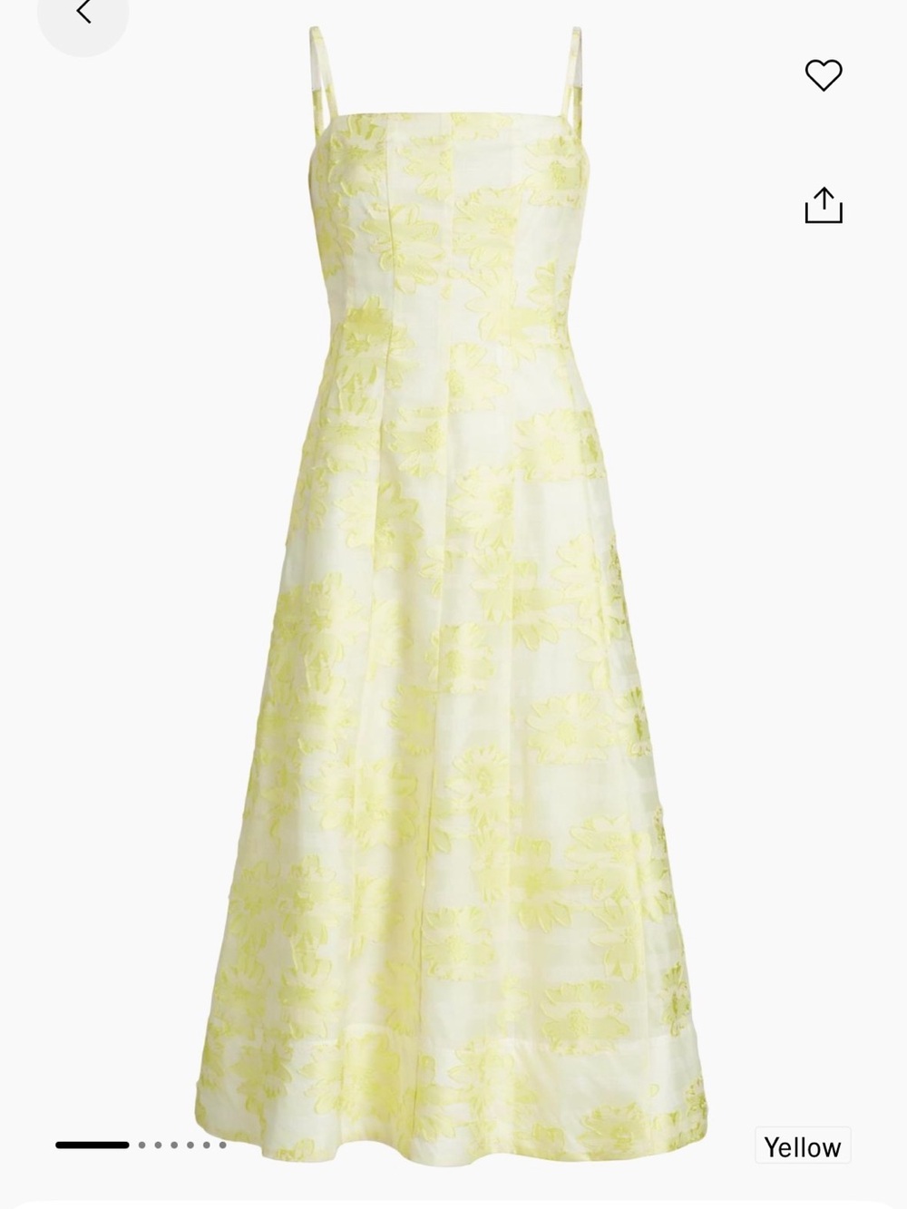 Milly Yellow Floral A-Line Midi Dress